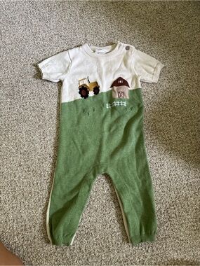 Viverano Organics Baby Farm Tractor One-Piece Sweater Romper